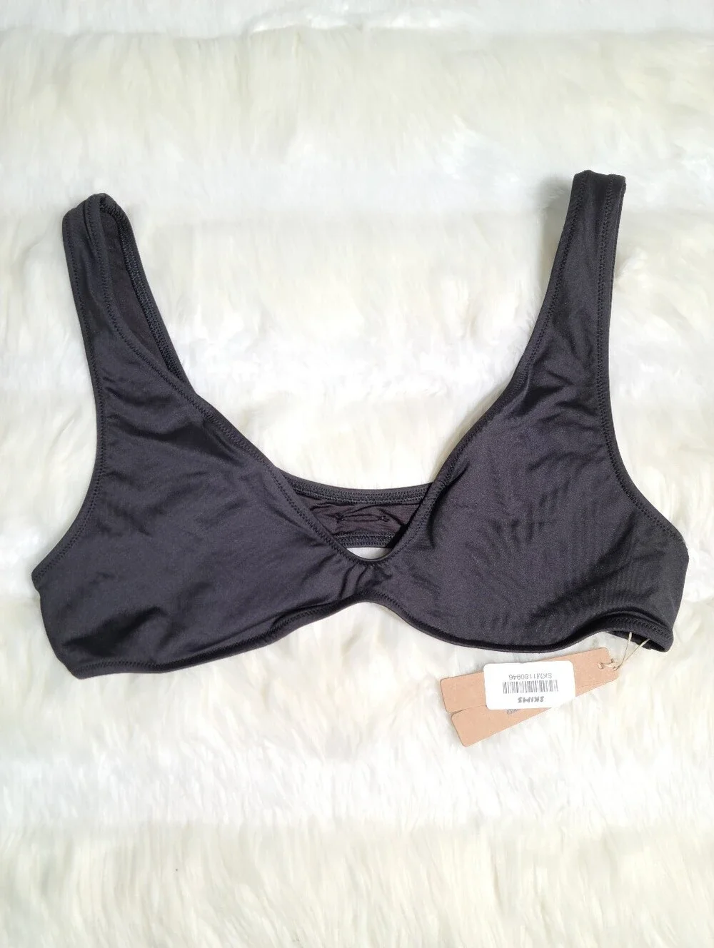 SKIMS Signature Swim Plunge Triangle Top Black Onyx Women XL NEW